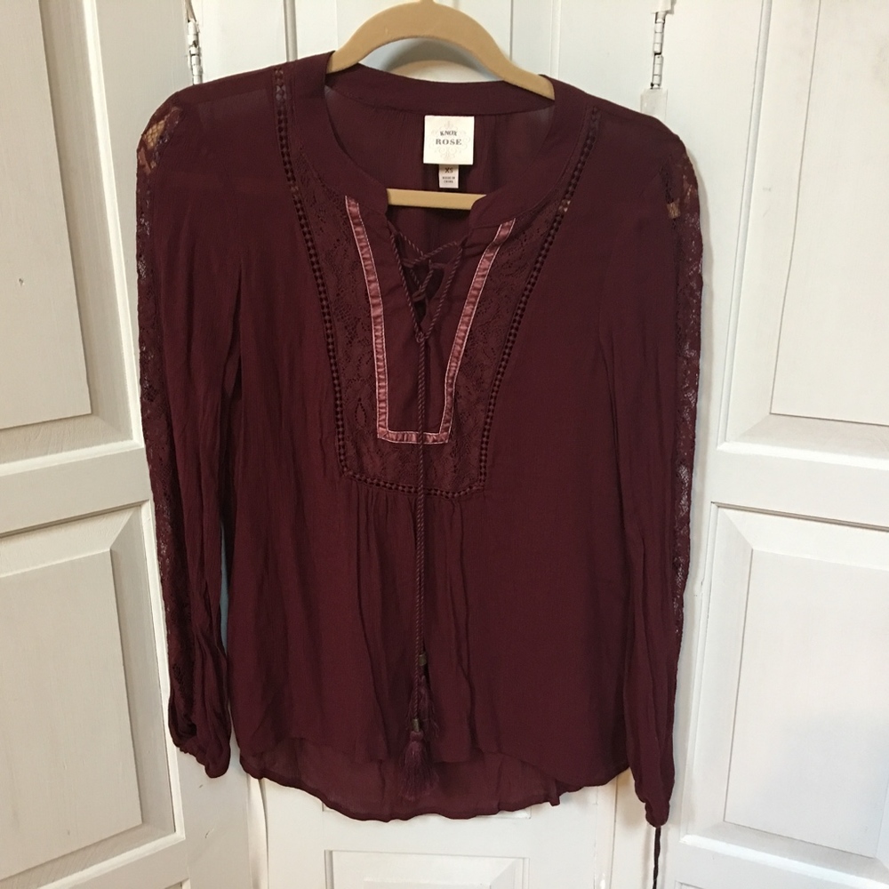 Knox Rose | Maroon Boho Top